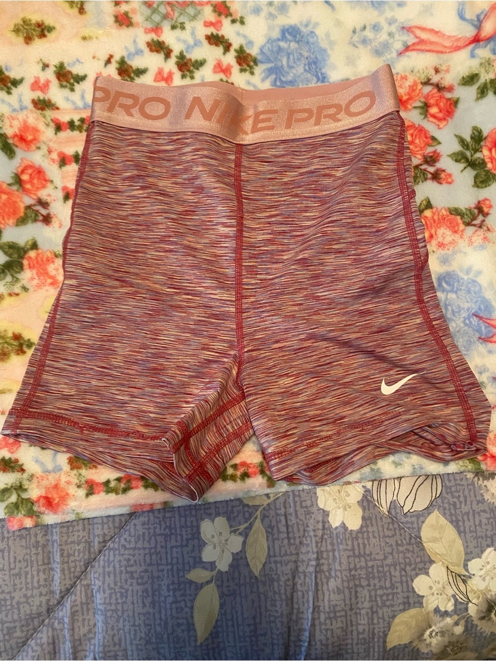 Nike Pro Girls Pink Marled Performance Bike Shorts